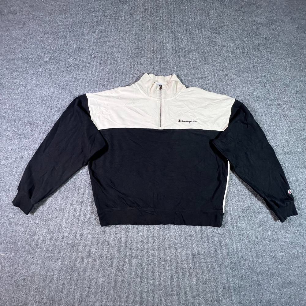 Champion Sweatshirt Womens L Black Colorblock Quarter-Zip Pullover W59231